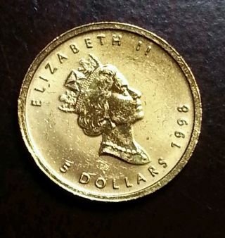 1998 1/10 Oz Canadian Maple Leaf.  9999 Pure Gold photo