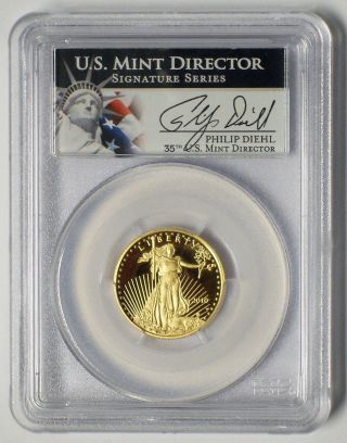 2010 W Pcgs Pr69dcam $10 Gold Quarter Oz Eagle Diehl Signature Name Your Price photo