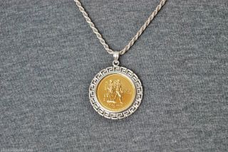 1976 $100 Canada Olympic 14k Gold Coin In A Custom Sterling Bezel & Rope Chain photo