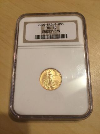 2000 $5 Gold Eagle Ngc Ms70 Tenth Ounce 1/10 Oz Fine Gold Coin Item K1 photo