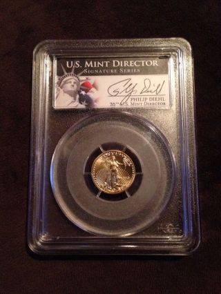 2013 1/10 Oz.  American Eagle $5 Gold Coin Pcgs Ms70 - Philip Diehl Signed Label photo