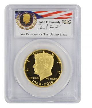 2014 - W Gold 50th Anniversary Kennedy Pr70dcam Pcgs First Strike Signature Label photo