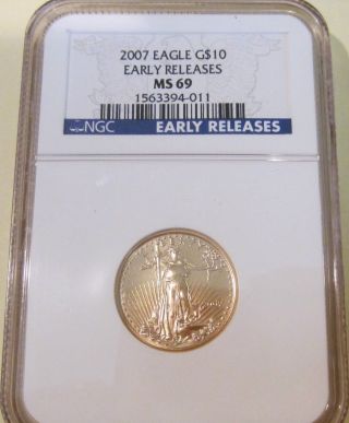 2007 $10 1/4 Oz Gold American Eagle Ngc Ms69 Lowest Mintage $10 Aeg Business photo