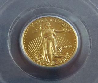 2009 $5 Dollar Gold Eagle Pcgs Ms 70 First Strike photo