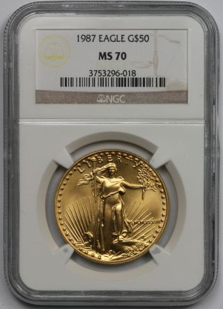 1987 American Gold Eagle $50 One - Ounce Ms 70 Ngc 1 Oz photo