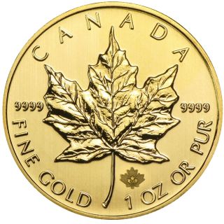 2014 1oz Gold Maple Leaf Bullion Coin,  Uncirculated photo