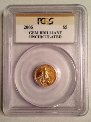 2005 $5 American Gold Eagle Pcgs Gem Brilliant Uncirculated photo