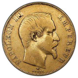 1858 - A 50 Francs Napoleon Iii Gold Coin Km.  785.  1 Very Fine photo