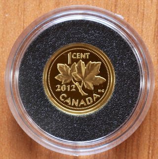 2012 Canada 1 - Cent 1/25 Oz Gold Proof Coin: Farewell To The Canadian 1 - Cent Coin photo