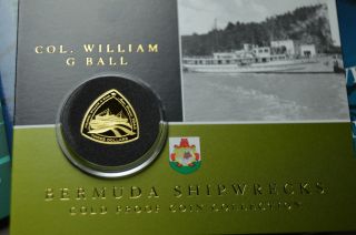 Colonel William G Ball 2007 Gold Proof 3$ Bermuda Triangle Shipwreck Coin Rare photo