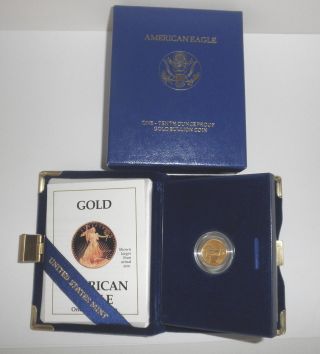 1990 Proof Gold American Eagle 1/10th Oz Coin In Government Packaging photo
