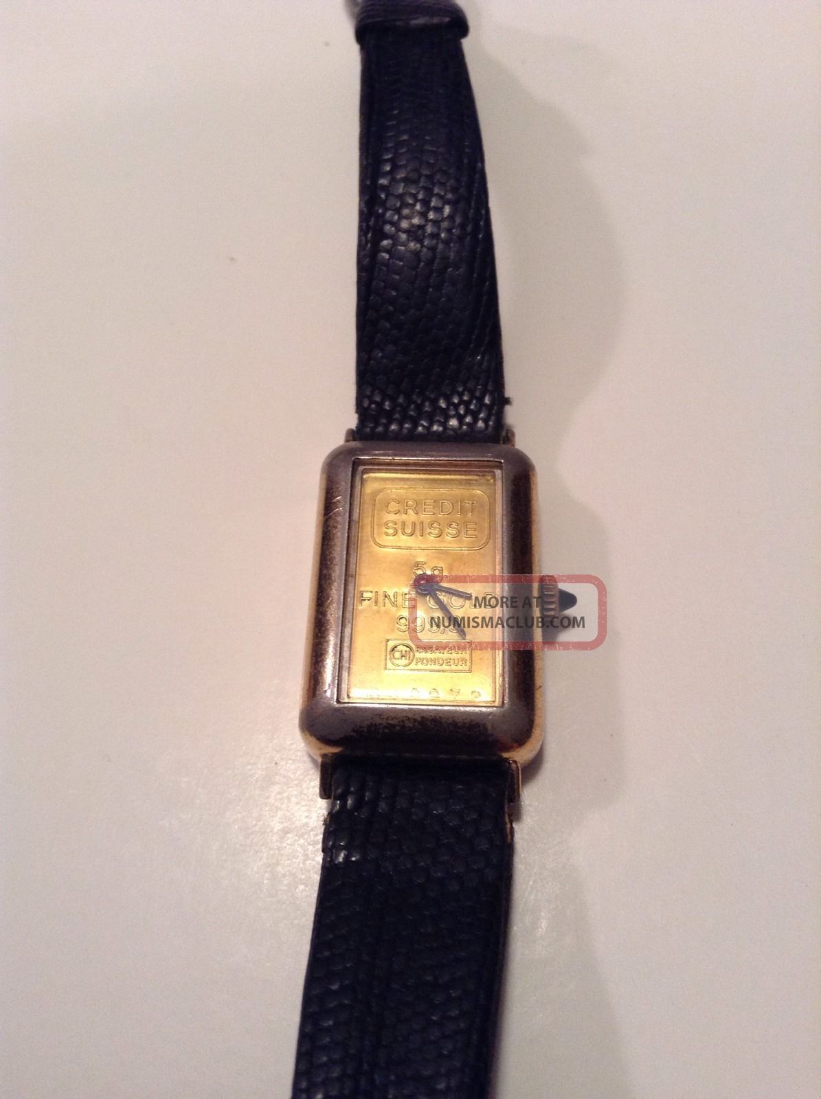 5 Gram Credit Suisse 99. 9 Gold Bar Watch Vintage With Lizard Band