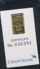 1985 2 Gram 999.  9 Fine Gold Credit Suisse Bar 9362 Gold photo 1