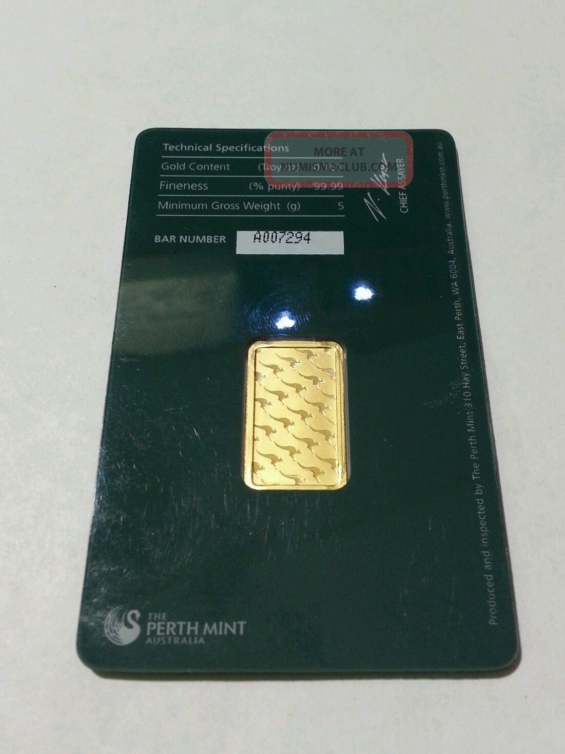 5 Gram 99. 99 Fine Gold Perth In Assay Card