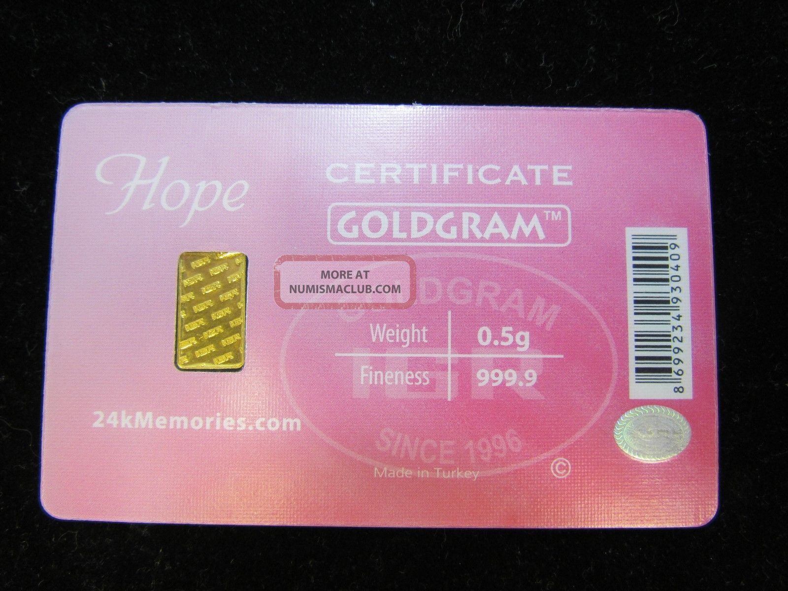 Support Cancer Awareness Support 5g Hope Gold Bar 999. 9 Bullion 24k Solid