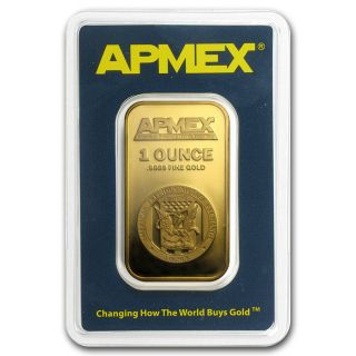 Apmex 1 Oz Gold Bar.  9999au photo