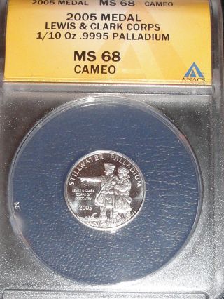 2005 Stillwater Palladium 1/10 Ounce Coin Lewis & Clark Corps Of Discovery Ms - 68 photo
