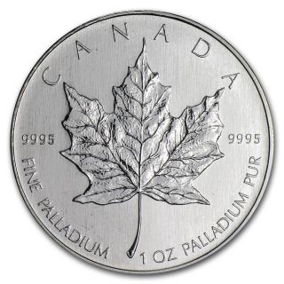 1 Oz Palladium Canadian Maple Leaf Coin - Random Year Coin - Sku 32457 photo