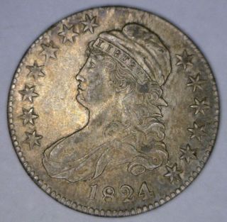 1824 Capped Bust Half Dollar In About Uncirculated Overton 103 R1 photo