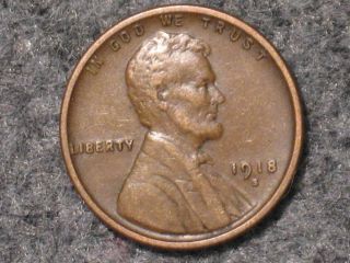 1918 - D Lincoln Wheat Cent - Old Us Penny Coin photo