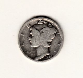 1939 - D Mercury Head Dime 10 Cent 90 Silver Id A493 photo