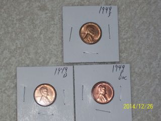 1949 Pds Red Uncirculated Lincoln Cents photo