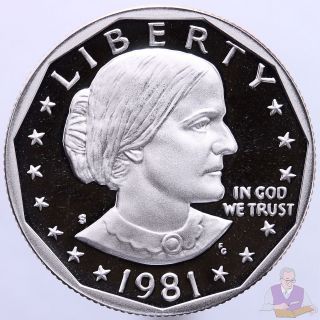1981 S Susan B.  Anthony Dollar Type 2 Gem Deep Cameo Proof Cn - Clad Us Coin photo