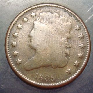 Good,  Details 1835 Classic Turban Head Half Cent Copper More Listed photo