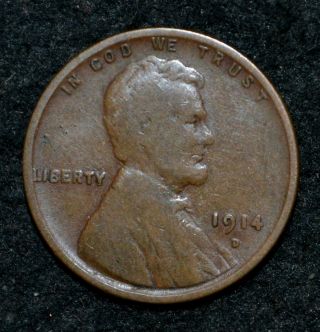1914 - D Lincoln Cent Very Good To Fine Color photo