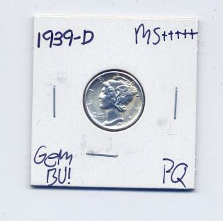 1939 - D Mercury Dime Rare Date Us Gem Pq Silver Coin Bu Unc Ms, photo