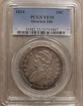 1814 Pcgs Vf35 Capped Bust 50c - Overton 106 Prime O - 106 R.  5 Pcgs Attributed photo