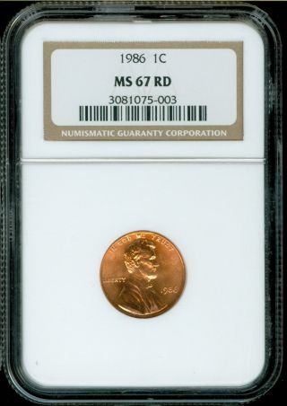 1986 - P Lincoln Cent Ngc Ms67 Rd photo