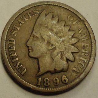 1896 Indian Head Penny Cent Y169 photo