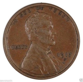 1917 - S 1c Lincoln Wheat Penny Cent Xf,  Extra Fine,  (a - 111) photo