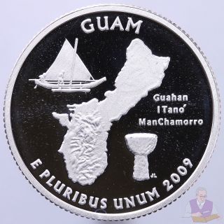2009 S Territories Quarter Guam Gem Proof Deep Cameo 90 Silver Us Coin photo