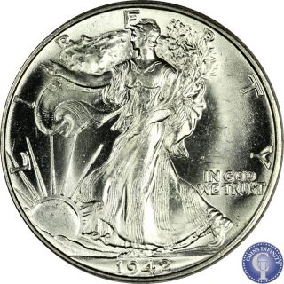 1942 P Unc Ms,  Silver Walking Liberty Half Dollar Rare Usa Coin H61 photo