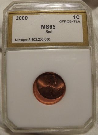 Pci 2000 Lincoln Memorial Cent Ms 65 Error Penny.  Off Center,  View Photos Graded photo
