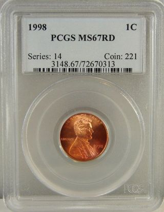 1998 Lincoln Cent Pcgs Ms67rd photo