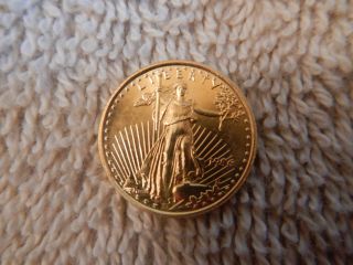 American Gold Eagle Coin - 1996 1/10th.  Oz.  Ungraded -.  999 Pure Gold - photo