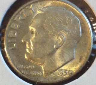 1950 D Roosevelt Dime - Toned Chbu - 65 Year Old Denver Silver Issue photo