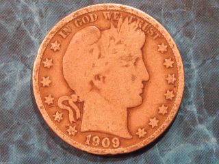 1909 - S Barber Silver Half Dollar 50c Coin Id Bh003 photo