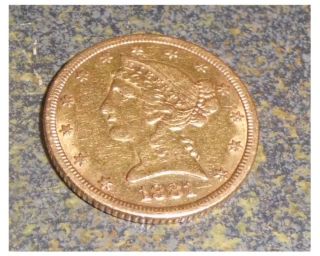 1881 - $5 Gold Liberty Head Half Eagle photo