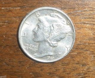 Mercury Silver Dime 1941 Shiny Circulated Coin photo