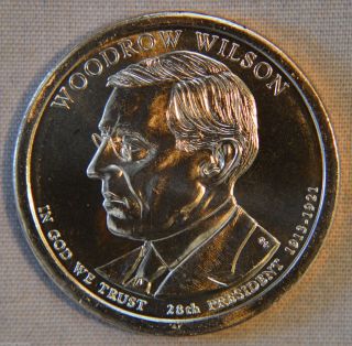 2013 - D Woodrow Wilson Uncirculated Presidential Dollar - Single photo