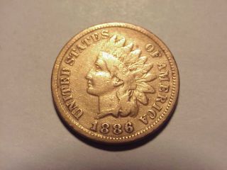 1886 Indian Head Cent Fine,  Details photo