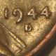 Rare 1944 D/s Lincoln Wheat Cent Early Die State Omm 2 Very Fine Small Cents photo 4