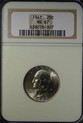 1947 Ngc Ms67 Washington Quarter Collectible Uncirculated Coin Ships 007 photo