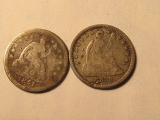1851 O And 1858 O Half Dimes In Good And photo