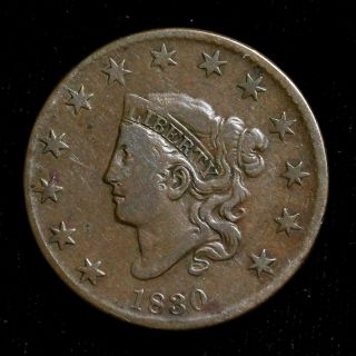 1830 N - 7 R - 4 Matron Or Coronet Head Large Cent Coin 1c photo