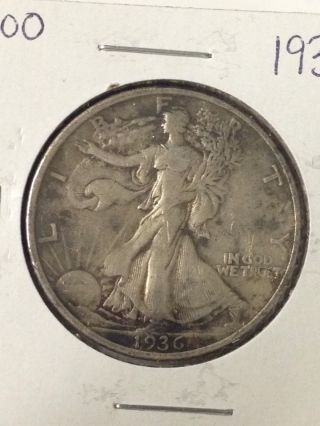 F100 1936 - P Walking Liberty Silver Half Dollar Circulated Fairhouse photo